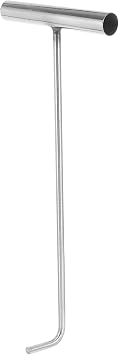 Housoutil Stainless Steel T- Handle Meat Hook, T Shaped Boning Hooks with Handle Lift Shaped Tool Cover T-Shape Pull Springs Up Covers for Kitchen Butcher Grilling Duck Shop