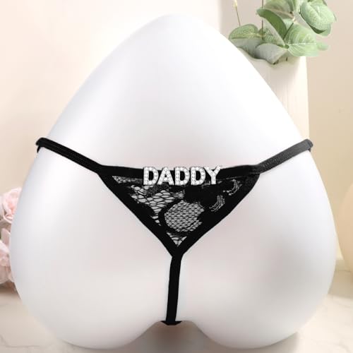 Image of Sexy Underwear for Women, Lace Thongs with Sparkling Letter Charms, Fun and Flirty Panties for Women Sexy