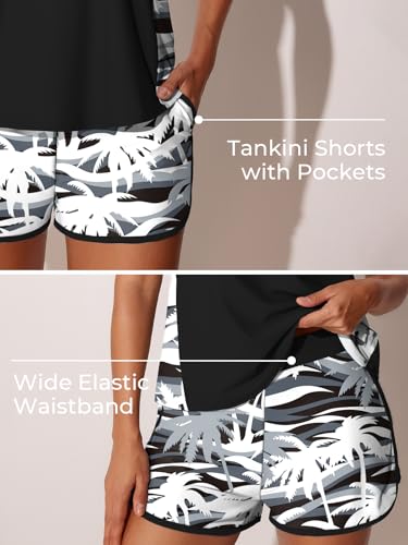 Image of Summer Mae Blouson Tankini Swimsuits for Women 2026 Tummy Control Two Piece Bathing Suits with Sporty Pockets Swim Shorts