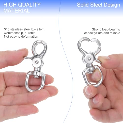 ElevateTech 2Pcs Swivel Snap Hooks Stainless Steel Lobster Claw Clasps Heavy Duty Clasp Hooks Eye Bolt Snaps Fastener Key Chains Suitable Bag Straps Pet Leashes Flagpoles (2.76 × 0.98 Inches)