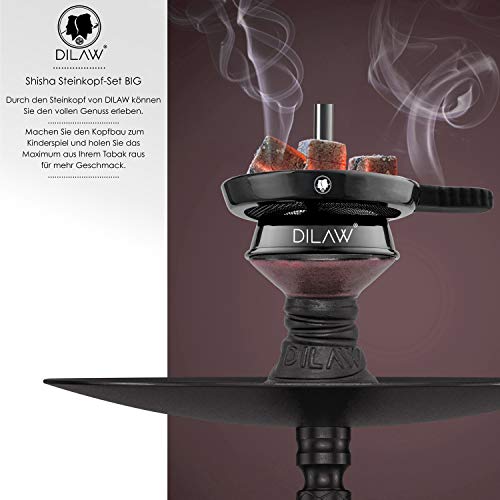 DILAW® Shisha Steinkopf Set Kaminkopf Big Tabaksieb Kohlezange Kaminaufsatz Tabak Kopf, Farbe:Pink – Bild 6