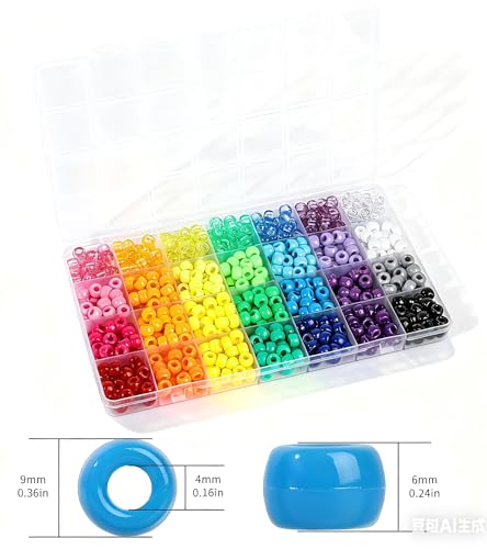 Ywmimn 28 Colors Pony Beads Kit for Bracelets, 700PCS 6x9mm Plastic Kandi Beads Bulk for Jewelry Making - Thumbnail 3