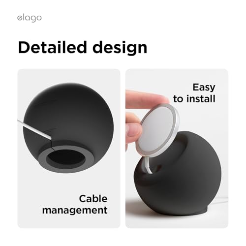 elago MS2 Charging Stand Compatible with MagSafe Charger - Premium Silicone, Compatible with iPhone 17/16/15/14/13/12 Series, Designed for MagSafe Stand [Black] [Charging Cable Not Included] by elago - Image 4