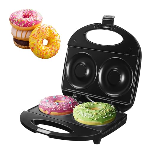 Máquina Para Hacer Mini Donas Para Niños: Sartén Eléctrica Antiadherente, Hornea 2 Mini Donas, Se Calienta Por Ambos Lados, Es Fácil De Limpiar Y Compacta, Ideal Para El Desayuno (negra) ,Black
