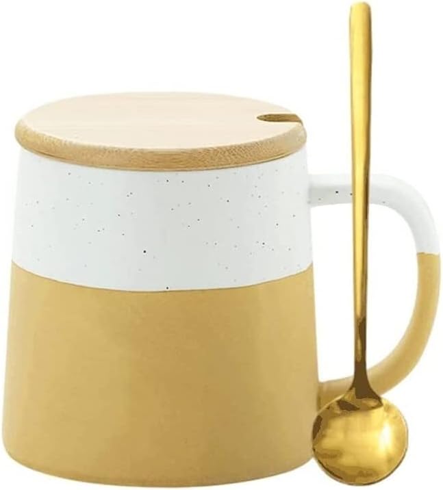 Coffee， Cup，Aesthetic， Cup Coffee Cup Classic Ceramic Set with Lid and Spoon Large-Sized Matte Coffee s Set Multifunctional，
