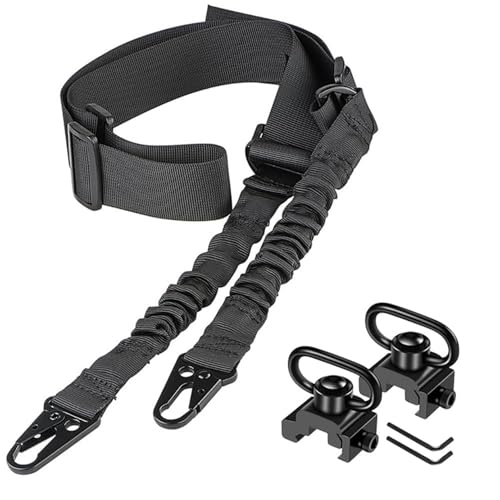 STARTONYOU Taktischer Zweipunkt-Sling-2er-Pack Picatinny QD-Schling-Schwenk halterungen Verstellbarer Schulter Gurt für Gewehre-Schnell Spanner und Montage Basis inklusive