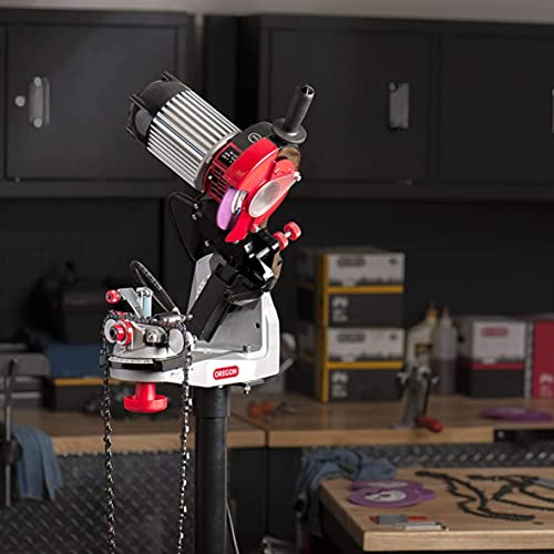 Oregon Professional 120-Volt Bench Grinder with Hydraulic Clamping, Universal Saw Chain Sharpener, for All Chainsaw Chains (620-120), Large