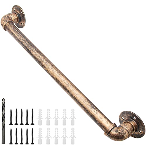 Rebala Wall Handrail 2FT/60CM,Industrial Staircase Railing 1.25 Inch Tube Diameter,Galvanized Pipe Handrail,Handrails for Indoor Stairs with Wall Mount Support for Indoor, Outdoor,Antique Brass by Rebala - Used condition - US$15.59