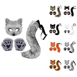  Générique Family Halloween Costumes Festifs ensemble de costumes d\'Halloween de luxe avec et queue en fourrure pour cosplay et événements spéciaux (Dark Gray, One Size)