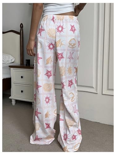 Milumia Women's Graphic Print Long Pants Drawstring Low Waisted Loose Fit Boho Pants3