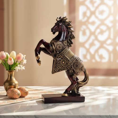 Image of eCraftIndia Resin Running Horse Showpiece for Home Decor Office | Gift for Housewarming Birthday