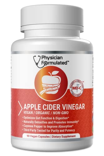 Physician Formulated 100% Organic Apple Cider Vinegar Capsules 750Mg In Just 1 Pill Pure Raw Apple Cider Vinegar With Cayenne Pepper For Natural, Fast Detox And Cleanse 90 - Capsules #TOP2