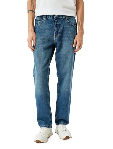 كوتون بنطلون جينز كلاسيكي بقصة مستقيمة للرجال بلون ازرق نيلي...