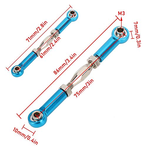 Tbest RC Pull Rod, 6 Pezzi servo Link Regolabili Tirante Tirante in Lega di Alluminio tiranteria Set di tiranti per RC Hobby Modello di Auto(Blu)