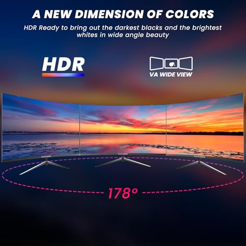 Image of 27 inch 1800R Curved Monitor 1080p,Borderless Display,4000:1 Contrast Ratio,Computer Monitor with FreeSync & Eye-Care,Tilt Adjustable for Home Office,Eye Comfort(HDMI Cable Included)