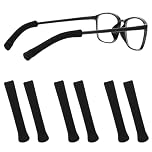 3 Pairs Soft Glasses Ear Cushion, Knitting Cotton Temple Tips Sleeves for Eyeglasses Arm, Anti-Slip Eye Glasses Ear Grippers, Black Elastic Glassess Pads Accessories for Comfort