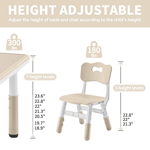 Toddler-Table-and-Chairs-Set-for-4-472L-x-236W-Kids-Study-Table-and-Chair-Set-Height-Adjustable-Graffiti-Desktop-Children-Activity-Table-for-Daycare-Classroom-Home Toddler Table and Chairs Set for 4 472L x 236W Kids Study Table and Chair Set Height Adjustable Graffiti Desktop Children Activity Table for Daycare Classroom Home