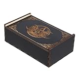 VICASKY Kasten Tarot Aufbewahrungsbox Tarot Karten- Decks für Schatz begrüßen Deckel hält Sportkartenetui Deck mit vielen Dingen Kartenhülle Fall Kommandantendeck Holz Schwarz