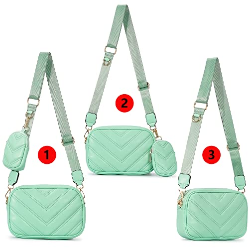 Image of Herald Quilted Small Crossbody Bag with Coin Pouch for Women | Lightweight, Vegan Leather, Trendy Style, Detachable Mini Pouch, 2 Size Cross Body Handbags with Wide Strap for Daily Travel
