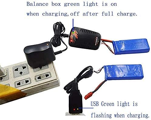 Blomiky 2 Pack 7.4V 2000mAh Lipo Battery Banana Connecdtor Plug and Charger Replacement for DRC-446 and S yma X8C X8W Quadcopter X8C Battery 2