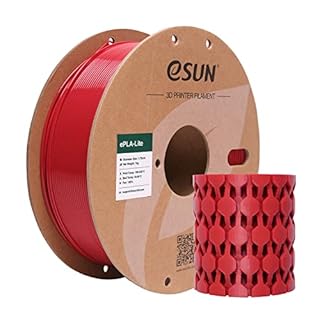 eSUN PLA Liteフィラメント 1.75mm、エントリーレベルの3Dプリント用フィラメント寸法精度 ±0.03mm、1KGスプール（2.2ポンド）、ほとんどのFDM方式3Dプリンター対応、ファイヤーレッド