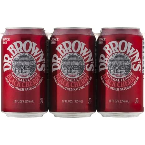 Dr. Brown Black Cherry Soda, Pack of 48, 12oz Cans