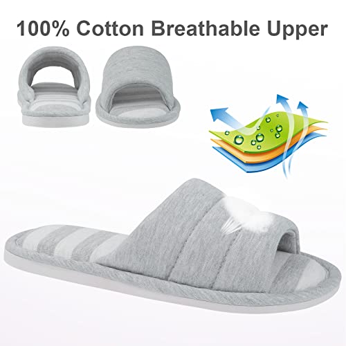 Shevalues Women's Soft Indoor Slippers Open Toe Cotton Memory Foam Slip On Home Shoes House Slippers, Grey 250 #TOP2