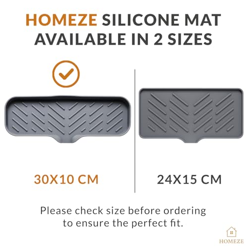 Image of HOMEZE Silicone Sink Drainer Mat 30x10 cm | Multipurpose Kitchen Sink Organizer Tray for Soap, Sponge, Brush Storage & Drying| Non-Slip, Heat-Resistant, Flexible & Easy to Clean Counter Mat