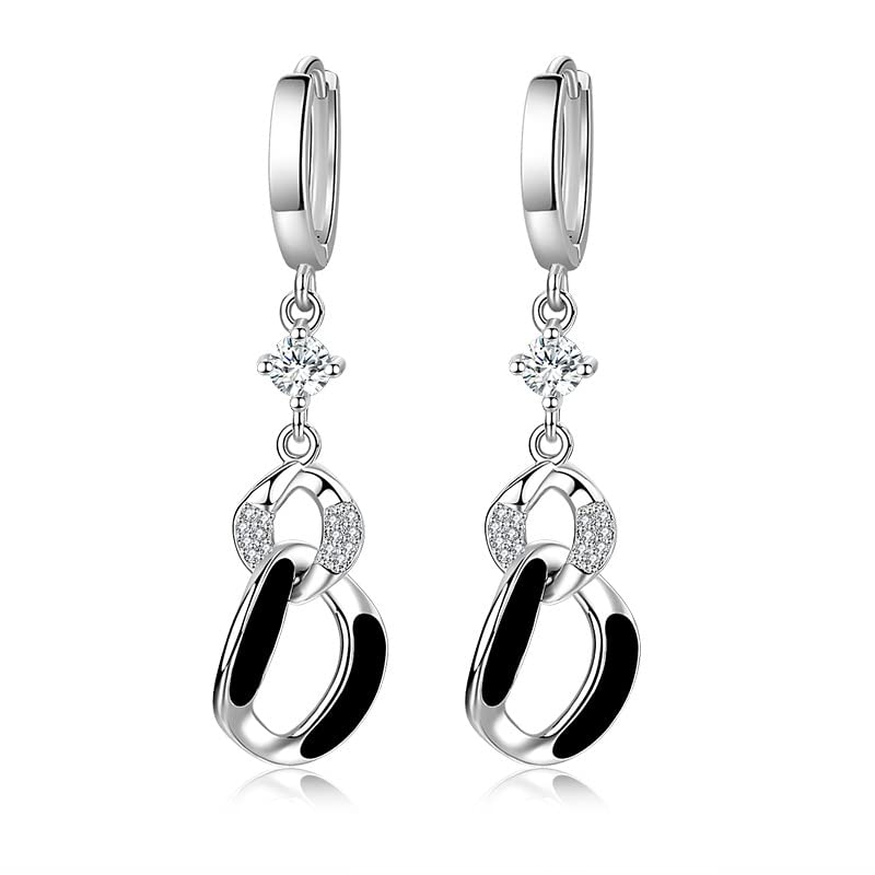 Boucles d'oreilles en Argent Sterling et Cristal Noir | Éclat Chic