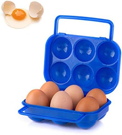 VolksRose Portable 6 Eggs Slots Holder Shockproof Storage Box for Camping Hiking - Blue