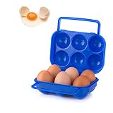 VolksRose Portable 6 Eggs Slots Holder Shockproof Storage Box for Camping Hiking - Blue