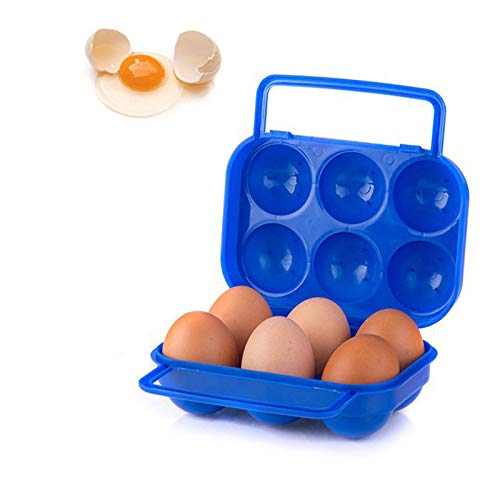 Volksrose Portable 6 Eggs Slots Holder Shockproof Storage Box For Camping Hiking - Blue #TOP3
