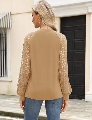 Image of HOTOUCH Women's Lace Long Sleeve Spring Dressy Casual Business Work Trendy Shirts