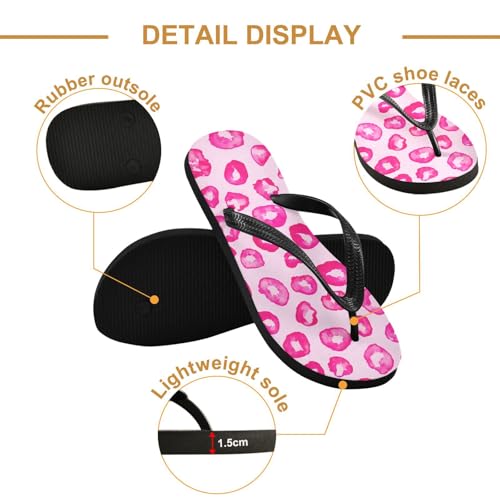 Leopard Spots Pink Flip Flop Beach Summer Casual Sandal for Women & Men Shower Shoes 208618372