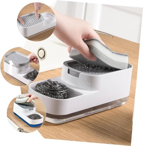Image of Detergent,Soap Dispenser for Kitchen with Sponge Holder, Hollow Design, Durable & Smooth Body, Rust Proof, Liquid Dispenser, Sink Dish Washing, Dishwashing Soap Dispenser