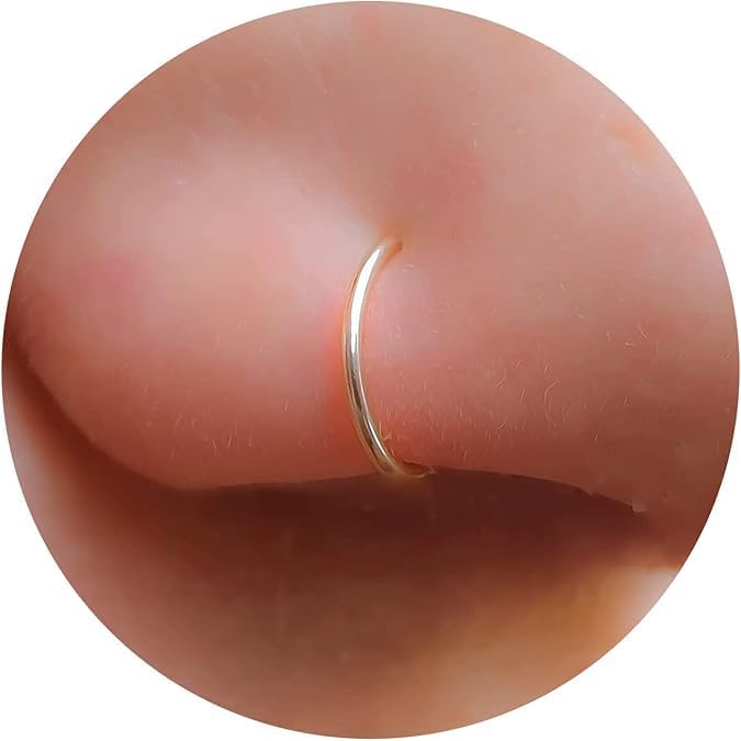 Gold Nose Ring - Tiny Thin 20 Gauge 7mm Nose Hoop - Small 14k Gold Filled Nose Piercing Jewelry For Women - Handmade Nose Rings Hoops - Gift Ready