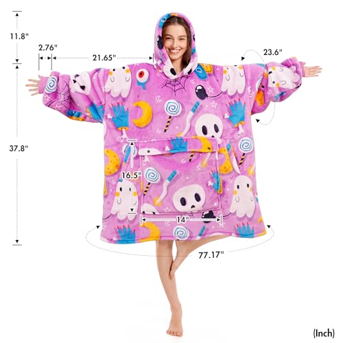 Narecte Übergroße Decke mit Kapuze für Damen, tragbare Decke für Erwachsene, riesiger Kapuzenpullover, gemütliches Sweatshirt… – Ansicht 3