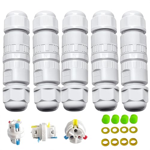 Waterproof Electrical Connectors for Govee Permanent Outdoor Lights Junction Box Waterproof for Outdoor Road Landscape Lights External Cord Boxes Cable Diameter 5-12mm (5pcs)