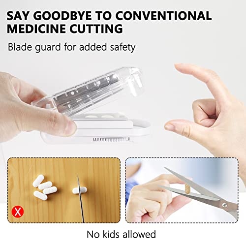 Pill Cutter And Splitter With Dispenser,Easy Cut Pills For Tablet Vitamin And Big Medicine,Clean Split Tablets Into Half Quarter,Sharp Pill Splitter Professional (Clear) #TOP6