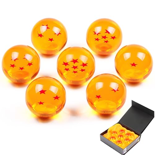 GEERDAN Bolas del Dragón, 7 PCS Dragon Bola 1 a 7 Estrellas, Dragon Bola Diámetro 4.3cm, con Caja de Regalo, Ideal para Decoración del Hogar, Coleccionar o Regalar a Niños y Fans del Anime