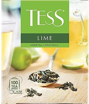 Tess Lime Green Tea Bags With Citrus Peel With Lime Flavor Rose Hips Calendula Petals 100 Pcs