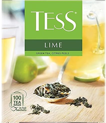 Tess Lime Green Tea Bags With Citrus Peel With Lime Flavor Rose Hips Calendula Petals 100 Pcs