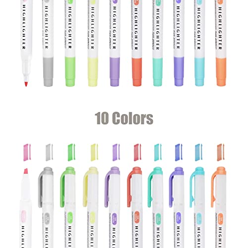Zosxi Highlighters Double Ended Mild 18 Color Highlighters Fluorescent Marker Pen For Coloring Underlining Highlighting Broad And Fine Tips Assorted 18 Colors Set (10-Pack Flourescent) #TOP2