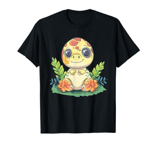 Adorable bébé dinosaure avec fleur I Kids Dino T-Shirt
