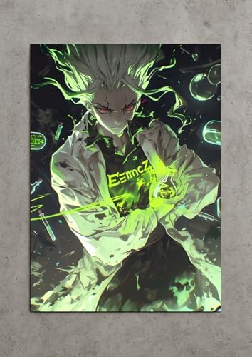 Image of NIJUKA Anime Printed A4 Size Metal sheet Poster For Home And Room Decoration | For Anime Art Fans Boys And Girls (Senku E=MC2)