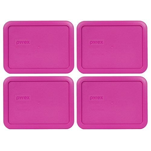 Pyrex 7210-PC 3 Cup Berry Pink Rectangle Plastic Food Storage Lid - 4