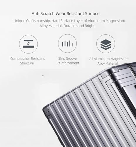 All Aluminum Hardshell Luggage, Airline Approved Zipperless Hardside Carry on Suitcase with Spinner Wheels, Checked Aluminium Luggage Metal Rolling Luggage Case for Travel, Business (Silver, 20 inch)4