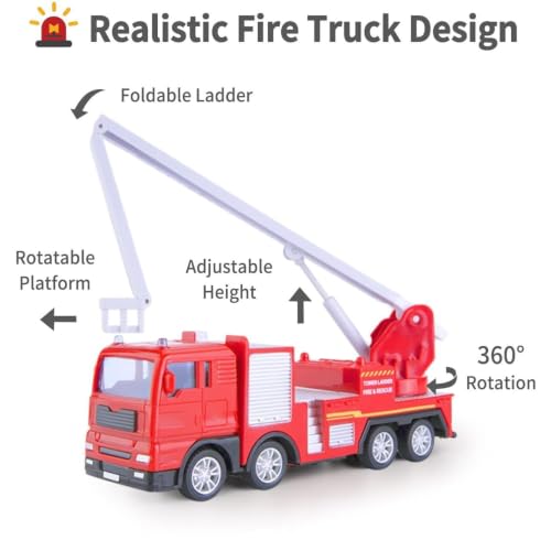 Image of Die cast 1:32 Scale Fire Truck Toy Set of 4 pcs with Pullback Action Figure & Friction Powered Toy Truck for Kids Boy Girl Gift [ Pack of 4] [Colors as Per Stock]