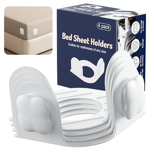 Topume Bed Sheet Holders for Corners 4-Pack Fitted Sheet Holder Keep Sheets Firm Fits Any Size Mattress-No More Shifting Bedding