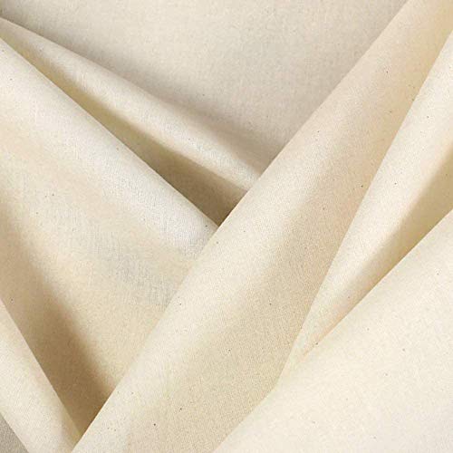 Barcelonetta | Muslin Fabric | 100% Cotton | Unbleached, Natural | Draping, Hemp Fabric Textile (Natural, 1 Yard)